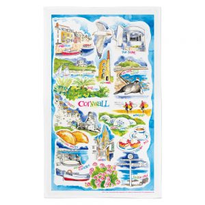 Cornwall Tea Towel illustrated by Diz Andrews