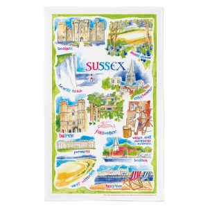 Sussex Tea Towel illustrated by Diz Andrews